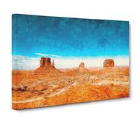 Monument Valley In Navajo Tribal Park Canvas Print | Gallery Wrapped 30mm Frame Wall Art | 20x14 inches | Ready to Hang | Modern Landscape Picture | Living Room Bedroom Lounge Office