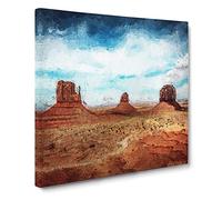 Monument Valley in Navajo Tribal Park Canvas Print | Gallery Wrapped 30mm Frame Wall Art | 20x20 inches | Ready to Hang | Modern Landscape Picture | Living Room Bedroom Lounge Office