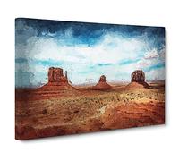 Monument Valley In Navajo Tribal Park Canvas Print | Gallery Wrapped 30mm Frame Wall Art | 24x16 inches | Ready to Hang | Modern Landscape Picture | Living Room Bedroom Lounge Office