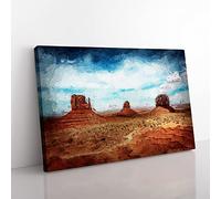 Monument Valley In Navajo Tribal Park Modern Art Canvas Wall Art Print Ready to Hang, Framed Picture for Living Room Bedroom Home Office Décor, 50x35 cm (20x14 Inch)