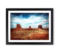 Monument Valley In Navajo Tribal Park Modern Art Framed Wall Art Print, Ready to Hang Picture for Living Room Bedroom Home Office Décor, Black A2 (64 x 46 cm)
