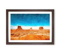 Monument Valley in Navajo Tribal Park Painting Framed Print | A2 Walnut Framed Wall Art | Ready to Hang | Modern Cityscape Picture | Living Room Bedroom Lounge Office