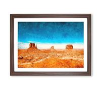 Monument Valley In Navajo Tribal Park Painting Modern Art Framed Print | A4 Walnut Framed Wall Art | Ready to Hang | Modern Cityscape Picture | Living Room Bedroom Lounge Office