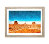 Monument Valley In Navajo Tribal Park Painting Modern Art Framed Wall Art Print, Ready to Hang Picture for Living Room Bedroom Home Office Décor, Oak A2 (64 x 46 cm)