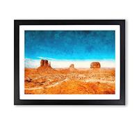 Monument Valley In Navajo Tribal Park Painting Modern Art Framed Wall Art Print, Ready to Hang Picture for Living Room Bedroom Home Office Décor, Black A4 (34 x 25 cm)