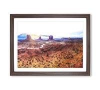 Monument Valley Painting Modern Art Framed Print | A4 Walnut Framed Wall Art | Ready to Hang | Modern Cityscape Picture | Living Room Bedroom Lounge Office