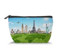 Monuments of The Worldby, Makeup Bag Cosmetic Bag for Women,Famous Historical Monuments of The World,Large Capacity Makeup Bags Travel Toiletry Bag Accessories Organizer,Multicolor