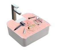 MONVIE Bathroom Sink Cover for Counter Space, Heat-Resistant Silicone Makeup Brush Cleaner Mat, Foldable Sink Covers with Hanging Loop, Space Saver Sink Organizer Mat for Bathroom-Pink
