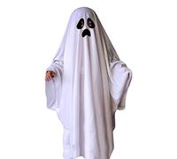 MonyPlay Halloween Ghost Cape Costume for Women Men White Spooky Ghost Cloak Cute Zombie Outfit for Kids Boys Girls (Sad, L for height 57.5inch)