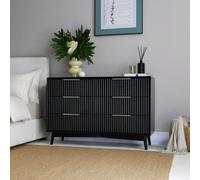 Home Garden Direct Monza 6 Drawer Chest With Fluted Front Black, Black