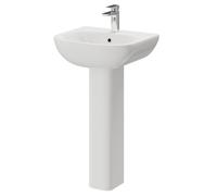 Monza Basin with 1 Tap Hole and Full Pedestal | White | Ceramic | 450mm