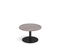 Monza circular coffee table with flat round black base 800mm - grey oak