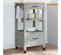 Monza Kitchen Trolley Made of Solid Pine Wood, 48 x 40 x 88.5 cm, with 2 Drawers and Shelf, Rolling and Lockable, Freestanding for Kitchen, Dining Room, Niche, Versatile Storage Space