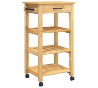 Monza Kitchen Trolley Made of Solid Pine Wood 48 x 40 x 88.5 cm with Drawer and Shelf, Rolling and Freestanding, Versatile Serving Trolley for Kitchen, Dining Room, Bar and Storage Space