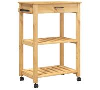 Monza Kitchen Trolley Made of Solid Pine Wood 60 x 40 x 88.5 cm with Drawer and Shelves, Rollable and Freestanding, Versatile as a Serving Trolley, Side Trolley, Bar Trolley