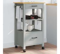 Monza Kitchen Trolley Solid Pine Wood 48 x 40 x 88.5 cm with Drawers and Shelf, Rolling and Lockable, Multifunctional Serving Trolley for Kitchen, Dining Room, Bar