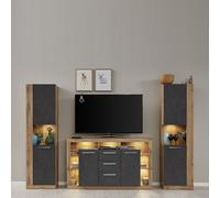 monza living room set in wotan oak and matera with led