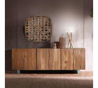 Monza Natural Acacia Wood - 6 Door Extra Large Sideboard - 220cm