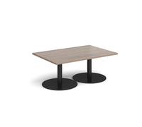 Monza rectangular coffee table with flat round black bases 1200mm x 800mm - Barcelona walnut