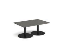 Monza rectangular coffee table with flat round black bases 1200mm x 800mm - Onyx Grey
