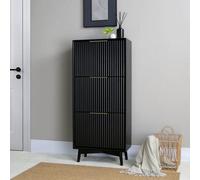 Monza Shoe Storage Cabinet With Fluted Doors Black