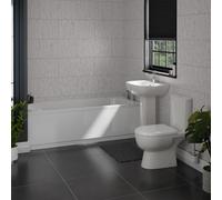 Monza Straight Bath Designer Bathroom Suite | White | ABS Polished Chrome | 1700mm