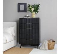 Home Garden Direct Monza Tall Chest of 5 Drawers with Fluted Detailing Black Home Garden Direct Black