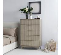 Home Garden Direct Monza Tall Chest of 5 Drawers with Fluted Detailing Grey Home Garden Direct Grey