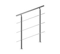 MONZANA® 100cm Handrail for Stairs | Stainless Steel | Adjustable Stair Banister | Indoor & Outdoor Use | Brushed Tubular Design | 3 Crossbars
