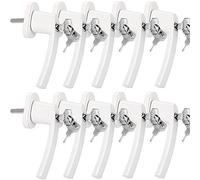MONZANA® 10x Lockable Window Handles with Child Safety Push Button | 35mm Pin Length 7x7mm Square | Replacement UPVC Frame Handle | Security Lock Key | Stainless Steel | White