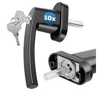 MONZANA® 10x Lockable Window Handles with Child Safety Push Button | 35mm Pin Length 7x7mm Square | Replacement UPVC Frame Handle | Security Lock Key | Stainless Steel | Black