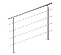 MONZANA® 150cm Handrail for Stairs | Stainless Steel | Adjustable Stair Banister | Indoor & Outdoor Use | Brushed Tubular Design | 4 Crossbars