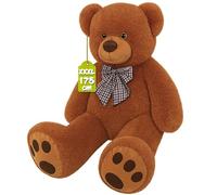 Monzana® XXXL 175cm Brown Teddy Bear | Soft Dense Fur Bow Paws | Christmas Birthday Valentine's Girlfriend Boyfriend Kids Toy Gift | Plush Cuddly Teddies Big Large Giant Child 6ft