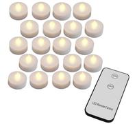 Monzana® 20 Pcs LED Tea Light Candles with Batteries and Remote Control | 300 Hour Electric Warm White Flickering Flame Effect | 3.7cm Round Flameless Realistic Tea Lights