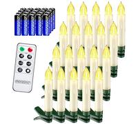 Monzana 20x Christmas Tree Candle Lights with Remote & Batteries Warm White | Battery Powered 20pcs Flameless Flickering LED Taper Candles with Removable Clips Candles for Christmas Tree Home Party Decor