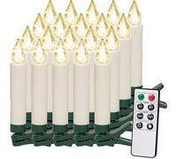Monzana® 20x Clip On Christmas Tree Candle Lights with Remote Warm White | Battery Powered 20pcs Flameless Flickering LED Taper Candles with Removable Clips Candles for Christmas Tree Home Party Decor