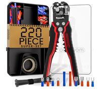 MONZANA® 220-Piece 3-in-1 Wire Stripper Set | Automatic Crimping Tool | Precision Cutting for 0.2-6mm² Wires | Durable Steel | Including Insulation Tape & Cable Ties | Organised Box | Home & Pro Use