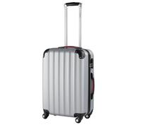 Monzana® 24 Inch Large Suitcase, Checked Luggage Flight Case, ABS/PC Silver