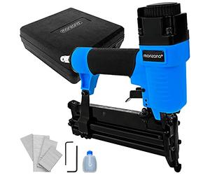 MONZANA® 2in1 Pneumatic Brad Nailer Stapler Kit | Compressed Air Powered Tools | Tacker Staple Gun with 100x 32mm Nails, 100x 32mm Staples | Carry Case | Rubberised Handle