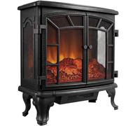 MONZANA® Electric Heater 2KW Freestanding Stove with LED Flame Effect, Portable Fan Heater for Home, Fireplace Style, 1000W/2000W Fire Place Remote Control, Efficient Heating Solution | Black 2 Door