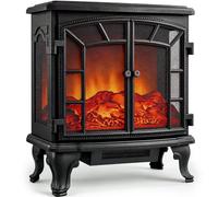 MONZANA® Electric Heater 2KW Freestanding Stove with LED Flame Effect, Portable Fan Heater for Home, Fireplace Style, 1000W/2000W Fire Place Remote Control, Efficient Heating Solution | Black 2 Door