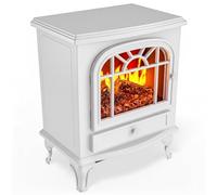 MONZANA® 2KW Electric Fire Freestanding Stove with LED Flame Effect, White | 2kw Portable Fan Heater, Electric Fireplace Style, 1000W/2000W Free Standing Fire Place Adjustable Power, Efficient Heating