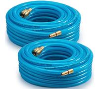 MONZANA® 2X 15m Air Compressor Hose, Air line Hoses 1/4" Airline Fittings | Blue, 15 Bar Pressure Capacity, Airline Hose 15m, Flexible Rubber, Braided Fabric Reinforcement, Quick Coupling 15 Metre