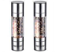 MONZANA® 2X 2in1 Stainless Steel Salt and Pepper Mill Set | Manual Ceramic Grinder Infinitely Adjustable | Spice Mill Brushed Stainless Steel Acrylic Glass Finish | BPA-Free Chili Grinder
