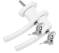 MONZANA® 2x Lockable Window Handles with Child Safety Push Button | 35mm Pin Length 7x7mm Square | Replacement UPVC Frame Handle | Security Lock Key | Stainless Steel | White