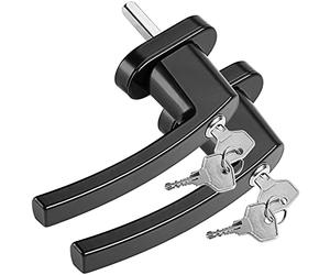 MONZANA® 2x Lockable Window Handles with Child Safety Push Button | 35mm Pin Length 7x7mm Square | Replacement UPVC Frame Handle | Security Lock Key | Stainless Steel | Black