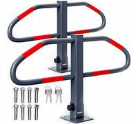 MONZANA® Set of 2 Parking Barriers | Foldable Robust Steel Posts with Integrated Locks | 4 Keys | Security Bollards for Car Parks, Driveways and Garages | 47 x 18 x 70cm