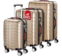 Monzana® 3 Piece Suitcase Set, Luggage Set ABS Hard Shell Exopack Champagne | 4 Spinner Wheels, Anti Scratch, Medium Cabin Suitcase Large Case XL Case, TSA Security Locks, Travel Bags Carry-Ons