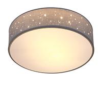 MONZANA® 30cm Round Fabric Ceiling Light | Starry Sky Perforated Material Circular Ceiling Lamp | Light Shade 1xE27 40 Watt Socket | Bedroom Lounge Childrens Room Office | Grey