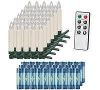 Monzana 30x Christmas Tree Candle Lights with Remote & Batteries Warm White | Battery Powered 30pcs Flameless Flickering LED Taper Candles with Removable Clips Candles for Christmas Tree Home Party Decor